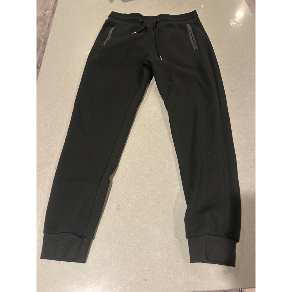 Pure Champ Mens Black Tech Fleece Joggers Sweatpants Size Large Zipper Pockets